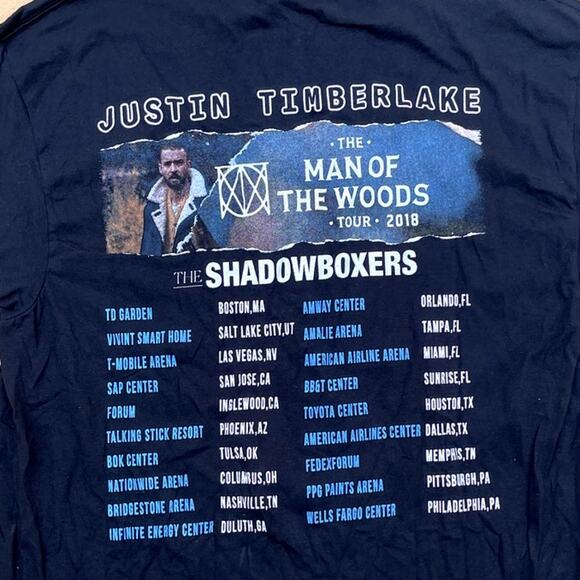 Justin Timberlake The Man Of The Woods Tour 2018 Concert T-Shirt Size L Black - Picture 5 of 5